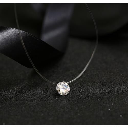 New Fashion Invisible Transparent Fishing Line Necklace Zircon Choker Necklace For Women Jewelry Fishing Line Chains Necklace