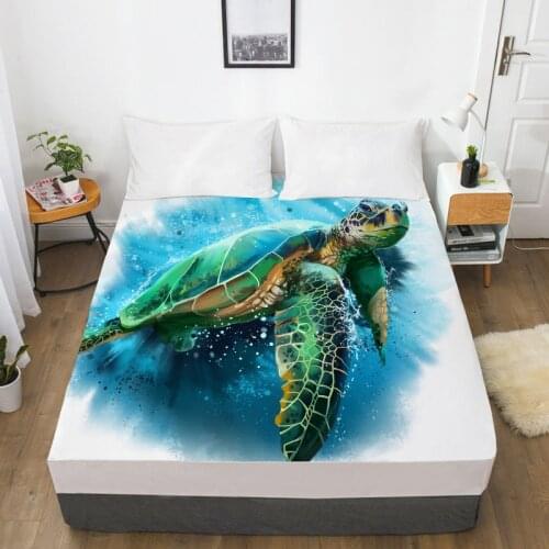 3D Fitted Sheet,Bed Sheet With Elastic Queen/King/Custom,Mattress Cover 180/150*200/160x200 Animal sea turtle,drop ship