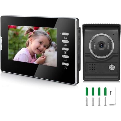 Wired 7 Inch Color Screen Intercom System With Doorbell Kits And Waterproof Camera For Home Security