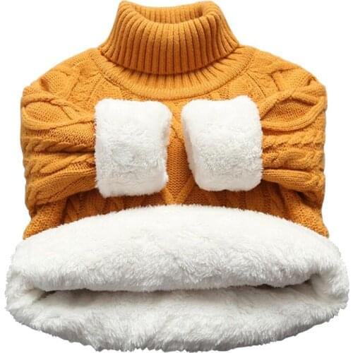 Children Clothes baby boys cotton Warm Pullovers velvet thicken Winter turtleneck Knitted Loose jacket 1-12T sweater babi girl