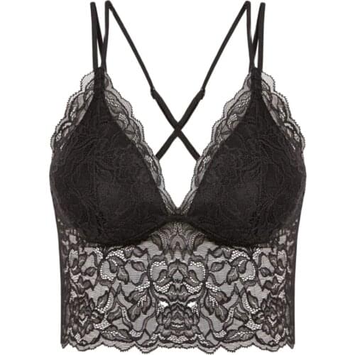 Sexy Deep V Lace Bras Bralette Intimates Thin Belt Lingerie Wirefree Seamless Underwear soutien gorge femme biustonosz lace bra