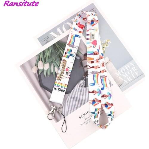 Ransitute R2042 Rainbow Gay Keychain Tags Strap Neck Lanyards For Keys ID Card Pass Gym Phone USB Badge Holder DIY Hang Rope