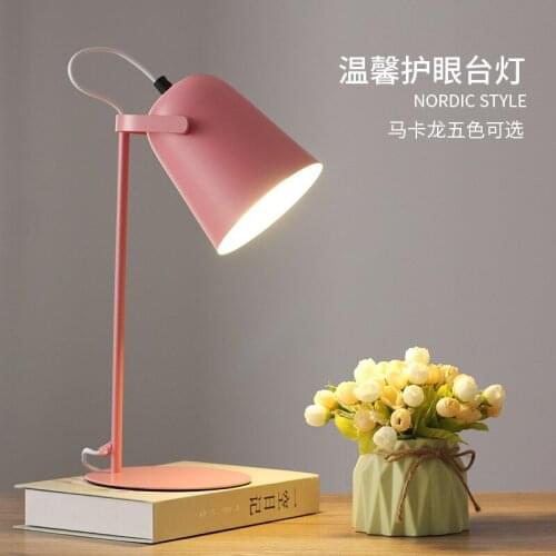 Nordic LED creative living room simple solid wood modern macaron study desk student girl ins Wind table lamp