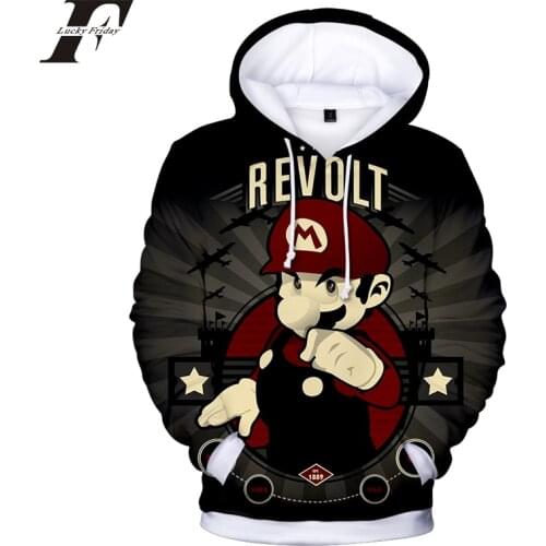 LUCKYFRIDAYF 2018 Super Mario 3D Hoodie Sweatshirts men women Print Hooded Sweats Tops hit hop Streetwear tracksuit top