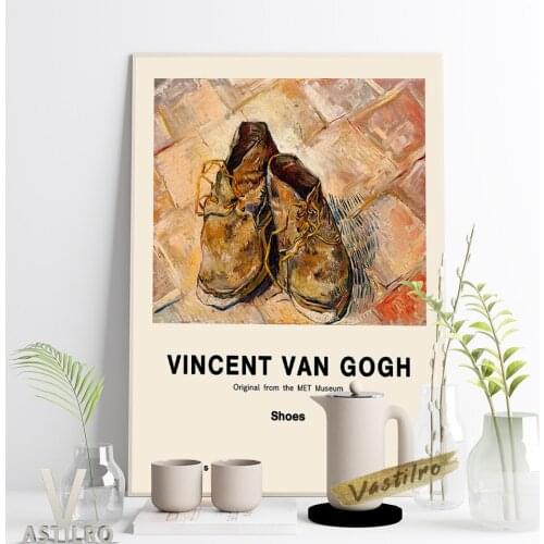 Vincent Van Gogh Exhibition Museum Retro Poster Shoes Still Life Vintage Art Canvas Painting Collection Living Room Home Decor