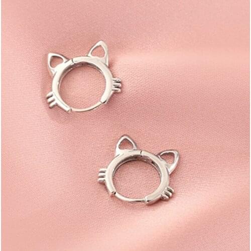 S925 sterling silver jewelry with popular bohemian cute cat ear buckle earrings for female birthday party wholesale