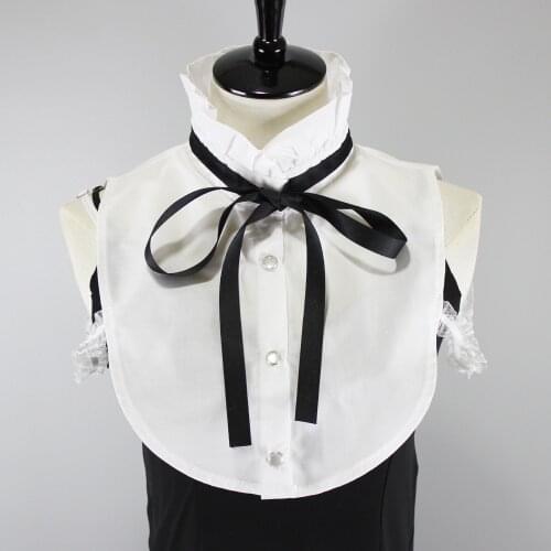 Women White Stand Fake Collars Vintage Half-Shirt Blouse Sweater Decorative Women Detachable Collar Necklace Bowknots Decor
