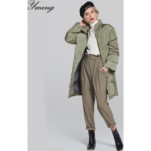 YMING Winter Womens Hooded Thicken Plus Size Cotton Jacket Womens Cotton Jacket Long Collar Long Sleeve Cotton Jacket