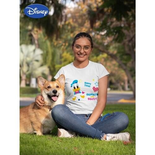 Disney Womens T-Shirts Plus Size Happy Time Ropa 90s Aesthetic Girls Short Sleeve 2021 Harajuku Family Look Casual European