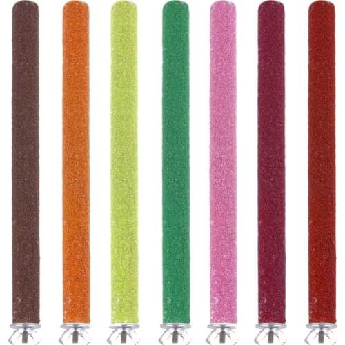 1pcs Bird Parrot Perch Stand Holder Pet Bird Emery Toys Grinding Claw Pet Cage Platform Accessories Chew Toy Bird Supplies Y