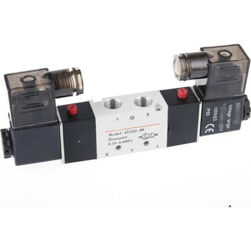 1pcs 4V220-08 Pneumatic Solenoid Valve 5 way 2 Position 1/4" Aluminum Alloy Internal E DC12V,DC24V or AC110V AC220V