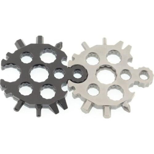 20 in 1 Snowflake Stainless Steel Multitool Wrench Screwdriver Keychain Bycycle Spoke Spanner Card EDC Tactical Set Outdoor Tool