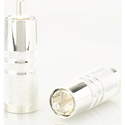 Free shipping 4 Pcs Caradas style Silver Plated RCA Male Plug HIFI DIY AUDIO RCA Connector