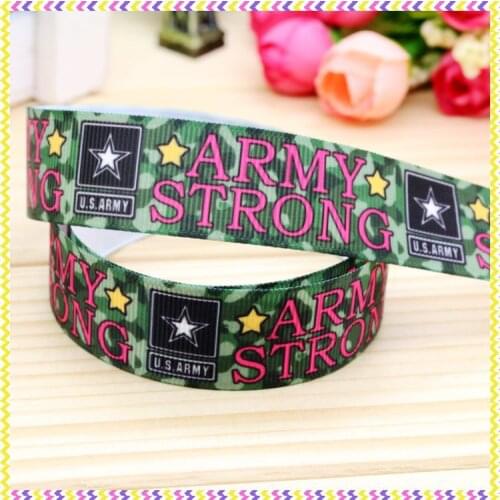 7/8'' Free shipping army strong printed grosgrain ribbon hairbow headwear party decoration diy wholesale OEM 22mm P4559