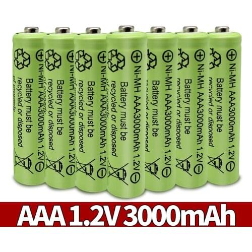 AAA 3000mAh 3A 1.2V Ni-MH yellow rechargeable battery cell for MP3 RC Toys led flashlight flashlight