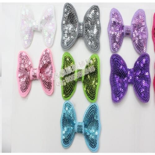50PCS/LOT Pet hair accessory embroidery flash paillette bow sequin bow tie bows hairpin dogs hair clip