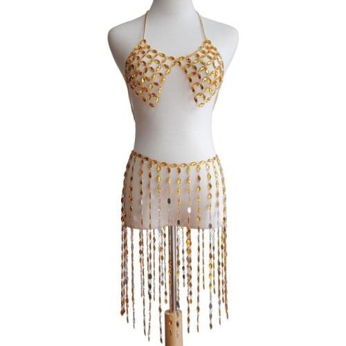 Boho Acrylic Body Jewelry Yellow Top Beach Bikini Chains Bra Fashion Harness Charm Body Accessories Jewelry for Women and Girls