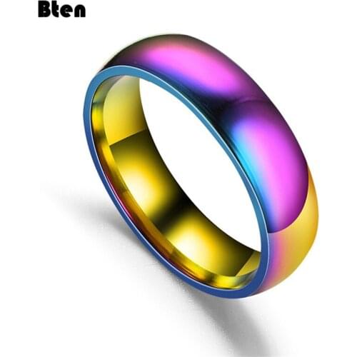 Bten Colorful Stainless Steel Titanium Rings Men Women 2020 Fashion High Quanlity Punk Smooth Wide Ring Wholesale Supply