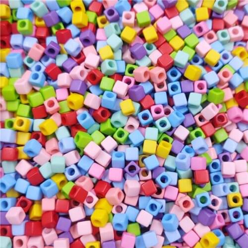 40Pcs 7mm Square Loose Beads DIY Charms For Jewelry Making Pendant Necklace Bracelet Candy Color