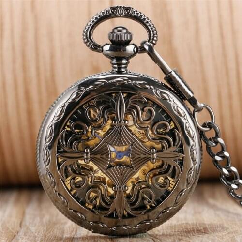 Steampunk Hollow Out Chinese Knot Mens Womens Auto Mechanical Pocket Watches Roman Numeral Dial Pendant Chain Relgio de bolso