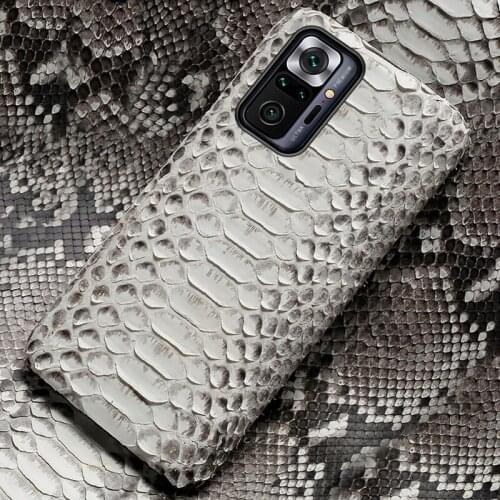 Genuine Python Leather Case for Xiaomi Redmi Note 10 Pro 9 Pro 10s 8 7 Cover For Mi 10 11 Ultra 10T Lite 9T 9 Poco X3 Pro F3 M3