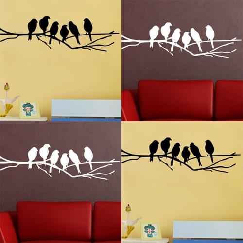 White Black Birds on the Tree Branch Wall Stickers for Living Room Wall Decals Art Stickers Home Decoration Murals Removable