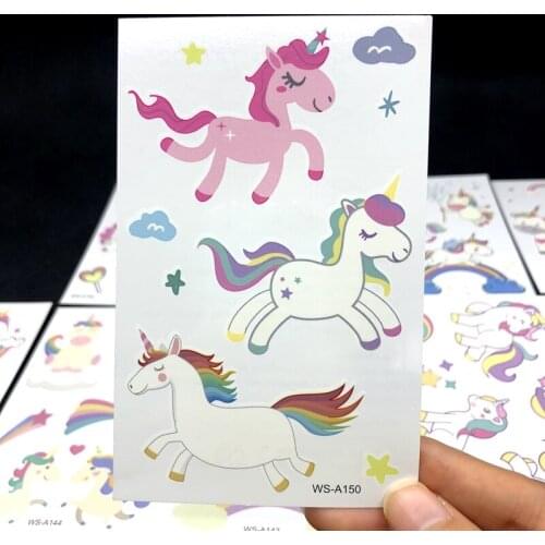 Kid Cartoon Litter Horse Fake Tattoo Cute Unicorn Body Art Arm Stickers For Children Boy Girls Temporary Tatoos