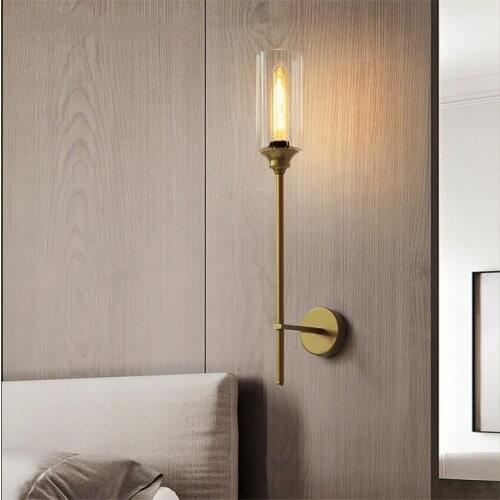 Designer bracket long pole wall lamps American luxury bedroom modern living room background wall sconces lights stair lighting
