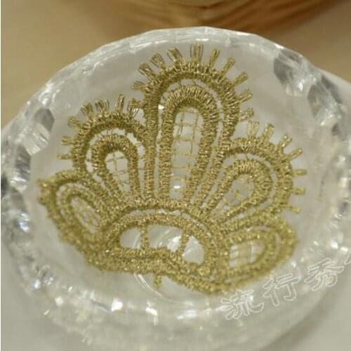 20pcs Elegant Sewing Supplies Embroidery Crown Gold Lace Trim Patch Costura Motif Headwear Clothes Appliques Broderie A Coudre