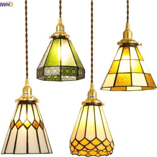 IWHD Nordic Style Glass Copper Pendant Lamp Bedroom Dinning Living Room Loft Decor Vintage Pendant Lights LED Luminaria Lighting