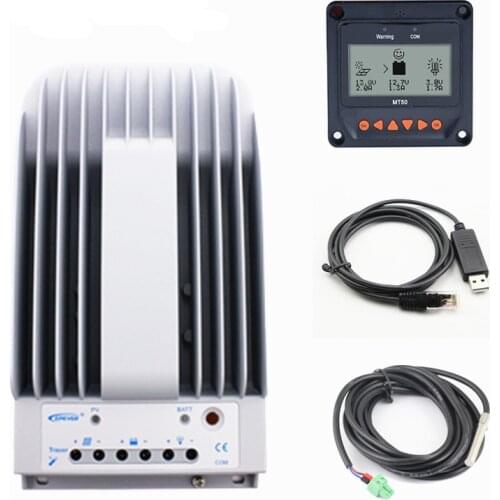 EPEVER MPPT Charge Controller 40A Solar Panel Controller MT50 Remote Meter + Temperature Sensor + USB Monitoring Cable