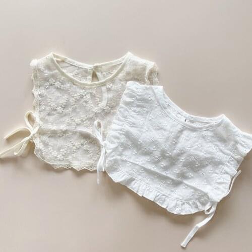 Korean Style Baby Girls Lace Cotton Bibs Embroidery Floral Newborn Toddlers Kids Vest Smock Cute Children Costumes Accessories