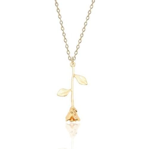 Diy Fashion Plant Jewelry 3D Rose Flower Necklace Women Metal Gold Link Chain Pendants Necklaces Drop Shipping Collares