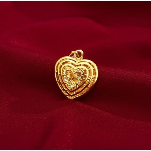 FASHION HEART-SHAPE14K GOLD NECKLACE PENDANT WOMENS WEDDING ENGAGEMENT JEWELRY YELLOW GOLD CLAVICLE CHAIN PENDANT FOR NECKLACE