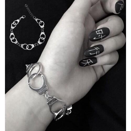 Fashion Punk Freedom Handcuffs Bracelet Lover Couple Chain Bangle Jewelry Gift