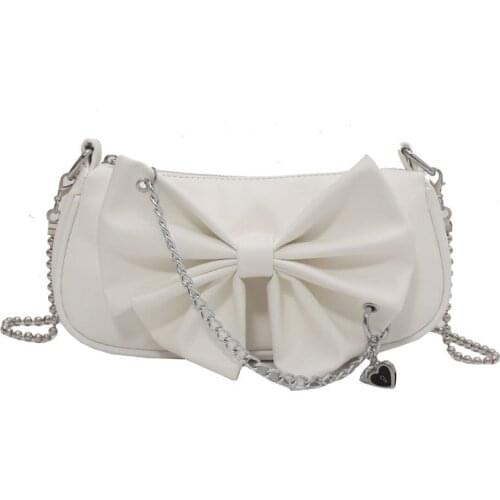 Fashion Bow Shoulder Bags Solid Women PU Leather Crossbody Bag Causal Female Purses and Handbags Luxury Designer Chain Bags