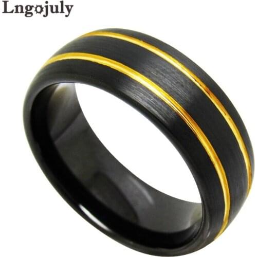 Fashion Jewelry Tungsten Carbide Rings For Men Bands Engagement Wedding For Male Lassa Gold Electroplating Tungsten Ring Gifts
