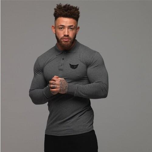 Men Pullover Blouse Fashion Casual Breathable Printed Tee Shirt Autumn Long Sleeve Turn-down Collar Polo Tops Slim