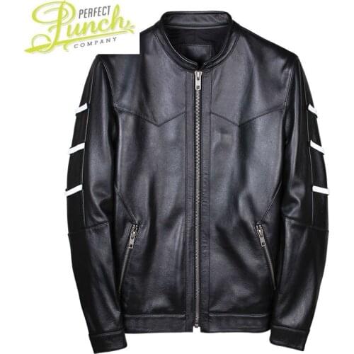 Men Cow Korean Genuine Motorcycle Slim Bomber Mens Leather Jacket Jaqueta De Couro 19001 YY998