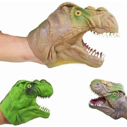 Soft Vinyl Rubber Dinosaur Head Hand Puppet Figure Toys Gloves For Children Model Gift Hand Puppet Toys For Children
