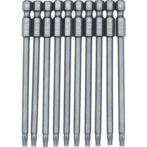 10pcs Security Torx Bit Set 1/4-inch Drive Tamper Proof Torx Bit Set 3.93-inch Long S2 Steel Magnetic Screw Driver Bit Set
