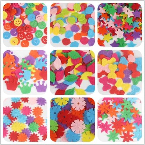 50-100pcs Randomly Mixed Colors Multi Shapes Felt Cloth Fabric Polyester Needlework Patch For Sewing Handmade Accessories