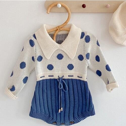 New 2020 Newborn Infant Baby Girls Dot Knit Rompers Clothing Spring Autumn Kids Girl Long Sleeve Rompers Clothes