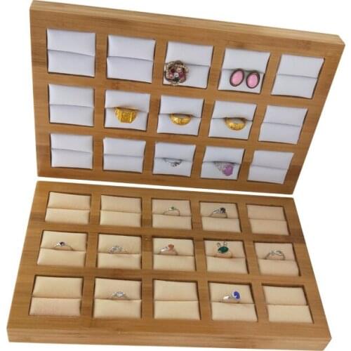 New Style 15 Bamboo And Wood Ring Plate Jewelry Display Tray Earrings Solid Wood Storage Tray Jewelry Display Props Box