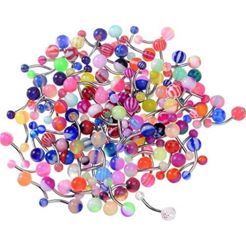 10/20/30pcs Piercing Ombligo Navel Piercings Sexy Belly Button Rings Plastic Ball Belly Bar Navel Ring Bady Jewelry