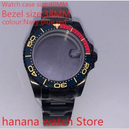 Suitable for NH35 36 Mingzhu2813 Miyata automatic winding 40mm sealed back black box series, with rotating blue red bezel