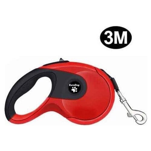 EuroDog Auto Strip Dog Walking Leash 3 Mt Red-Black 397732421