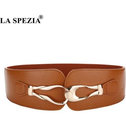 Wide Women Belt Elastic Corset Ladies Belts for Dresses Genuine Leather Waist Belt Stretch Belts for Women Accessories