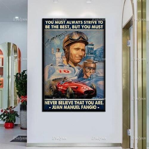 Auto Racing Racer Car Retro Poster You Must Always Strive To The Best But You Must Wall Art Prints Home Decor Canvas Unique Gift