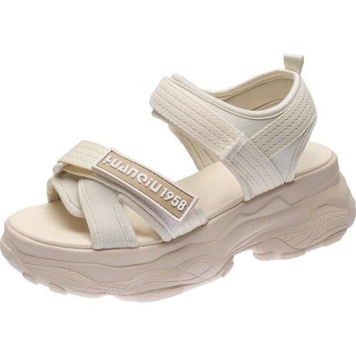 Summer Women Platform Sandals Designers 6cm Height Increasing Wedges Casual Shoes Woman Fashion Mesh Hook Loop Chunky Sandals